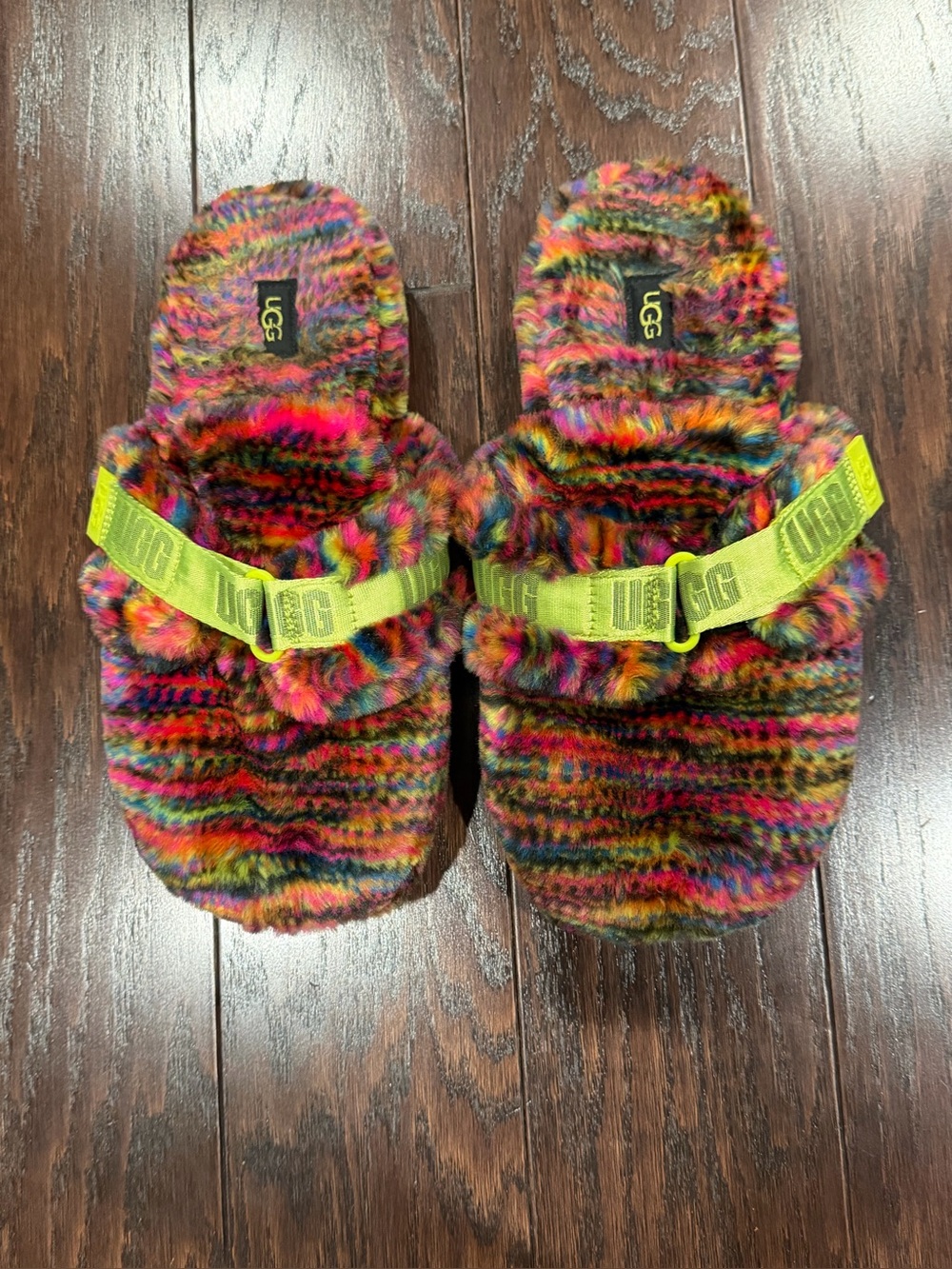 UGG Fluff It Yeah Pop Pixelate Slip-On Faux Fur Slides Slippers Men Size 11